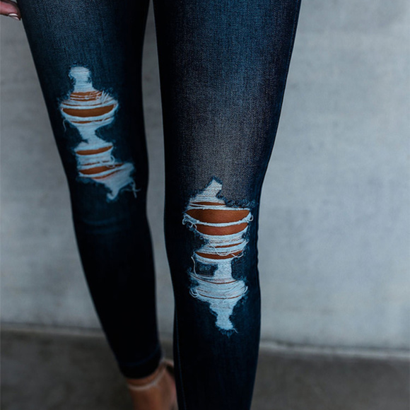 Mid-Waist 😎Destruction Jeans - Picture 4 of 7